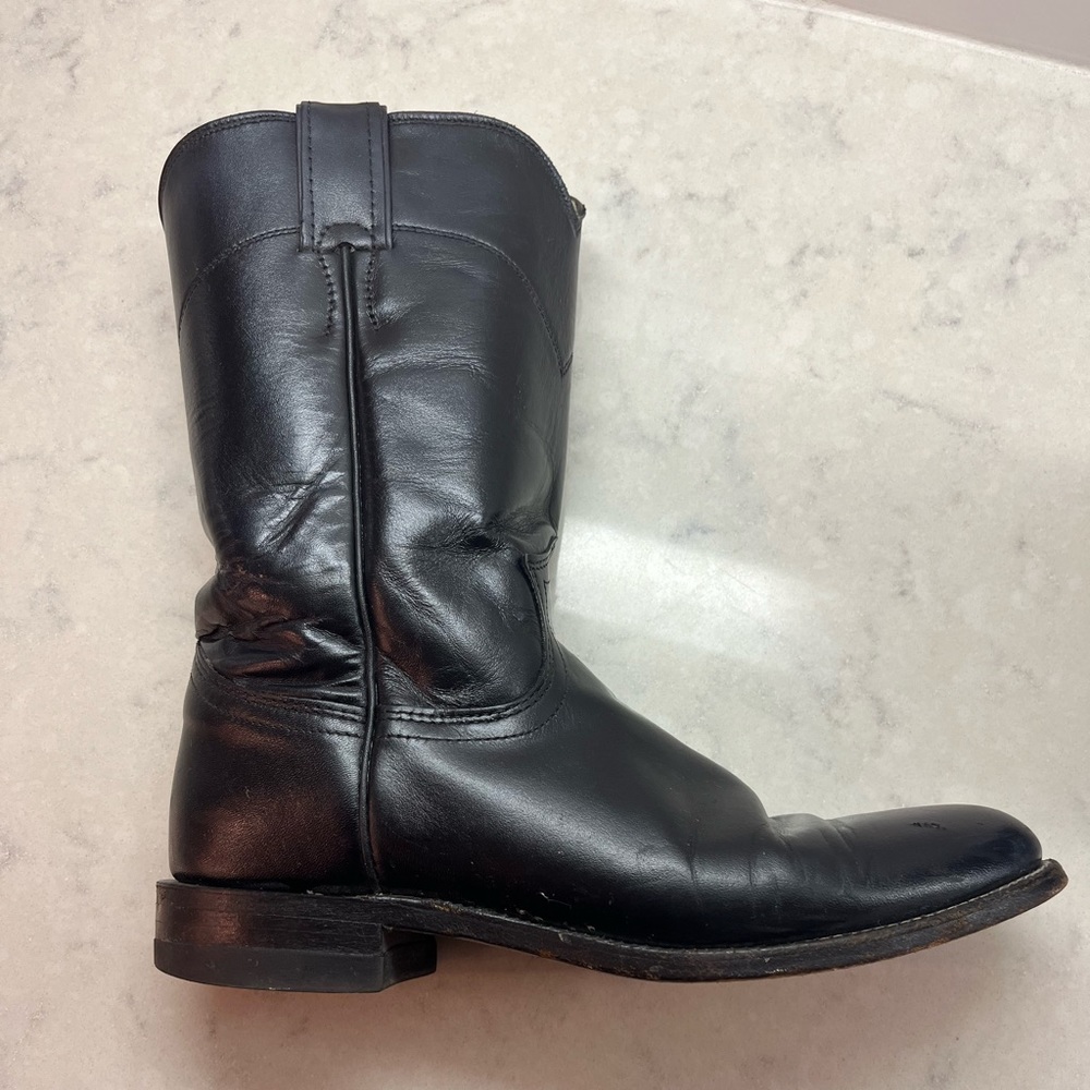 Ladies Justin Basics Black Cow Roper Boot Size 6.5 B